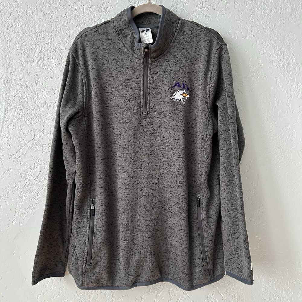 Ashland University Eagles Men’s Large Gray 1/4 Zip Pullover Sweater Shirt
